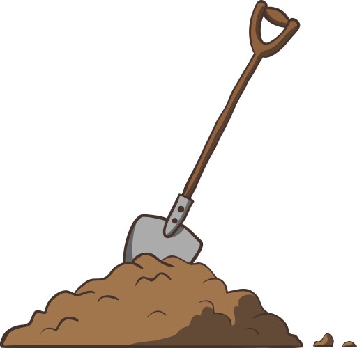 Cartoon Shovel in Dirt Vector Image
