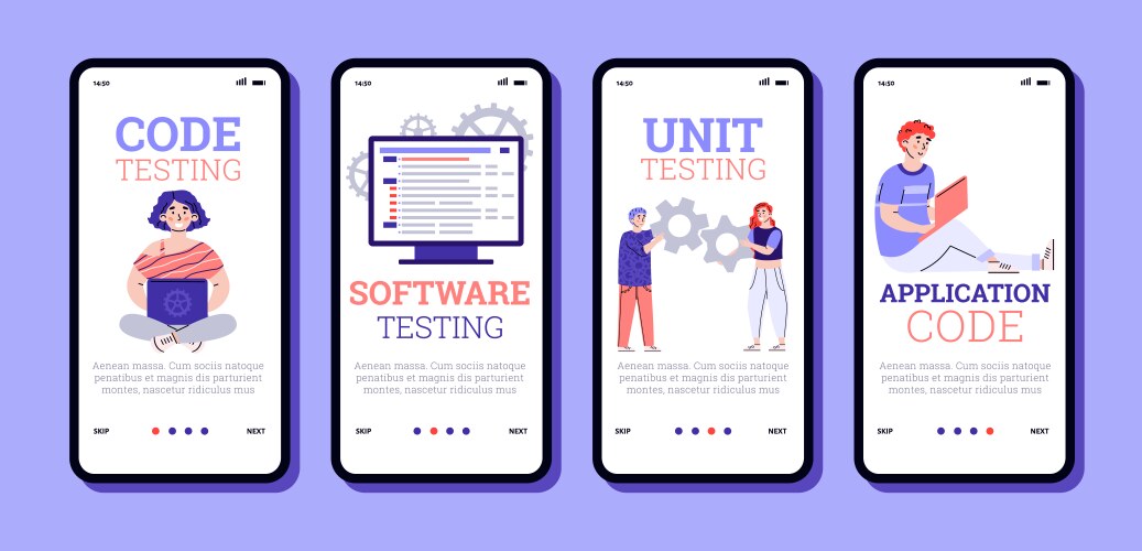 Development programming and code testing vector image