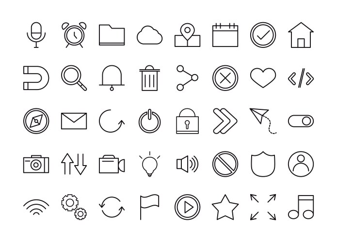 Set user interface icons mobile app button vektorbild