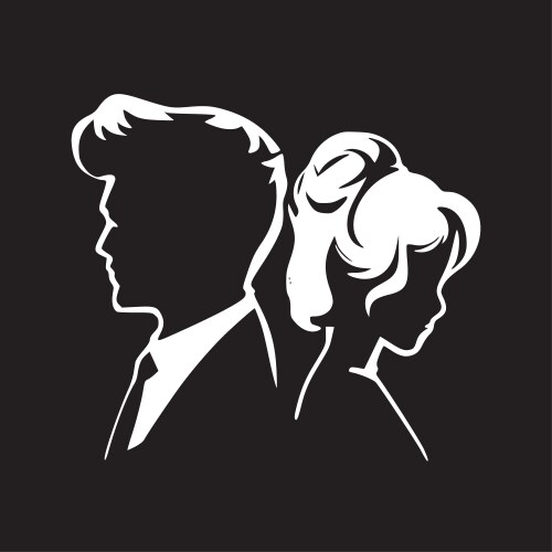 Couples - black and white isolated icon vector image