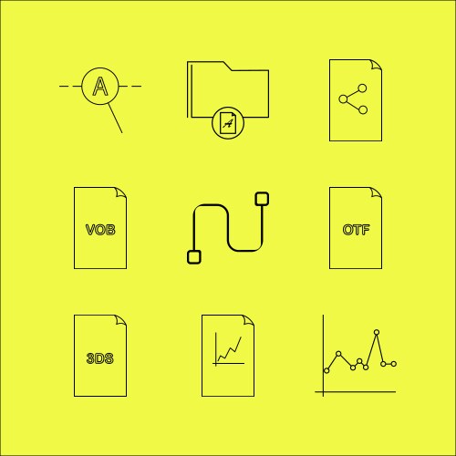 Files and folders linear icon set simple outline vector image