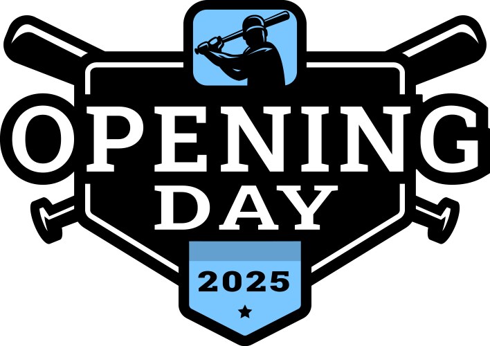 Opening day baseball logo emblem Royalty Free Vector Image