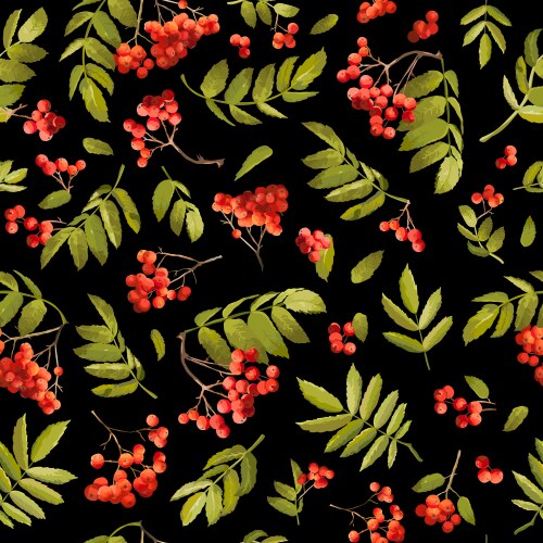 Rowan Berry Autumn Seamless Background Vector Image