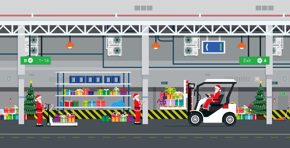 santa warehouse vector