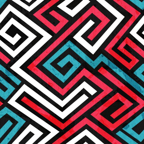 colored maze seamless texture with grunge effect vector image