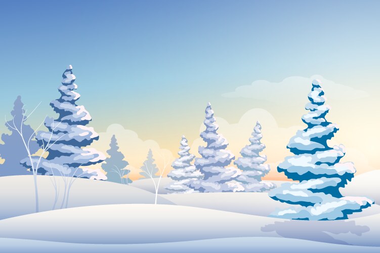 Winter Forest Landscape Vector Image