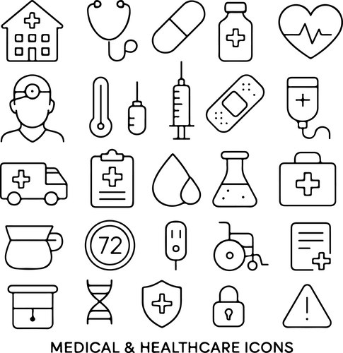 Set of medical and healthcare line icons for digit Vector Image