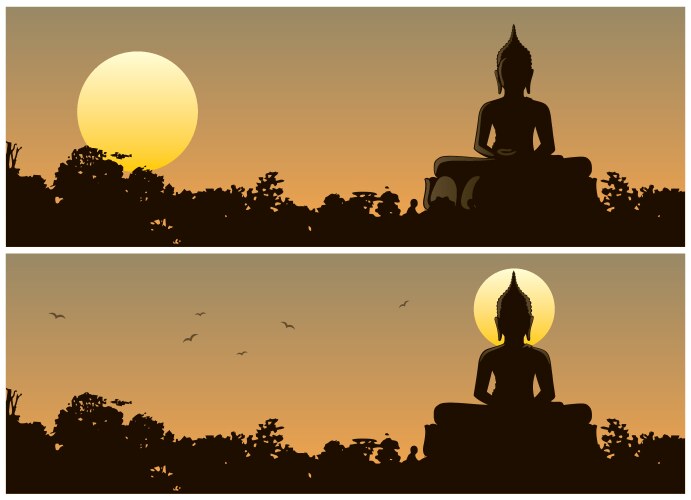 buddha sunset vector