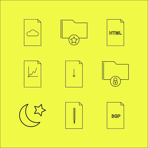 Files and folders linear icon set simple outline vector image