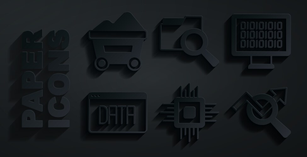 Set processor cpu binary code data analysis vektorbild