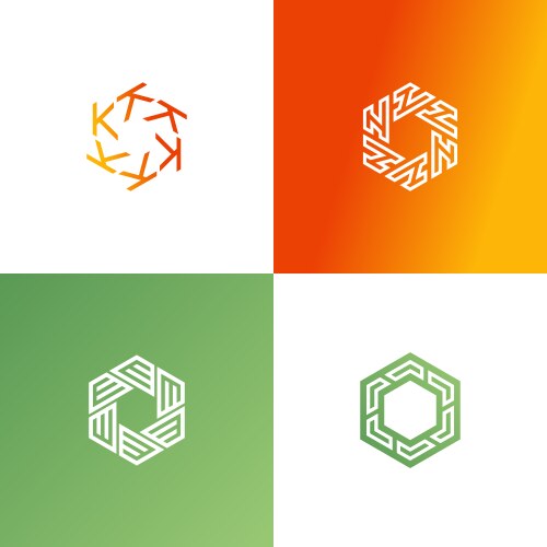 Letter logo set hexagon initial design – Free Vector | VectorStock