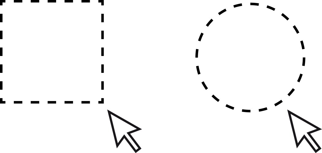 Selection rectangle and circle with pointer vector image