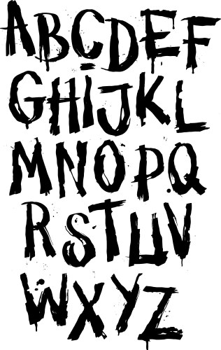 Distressed Grunge Font - Alphabet Set Vector Image