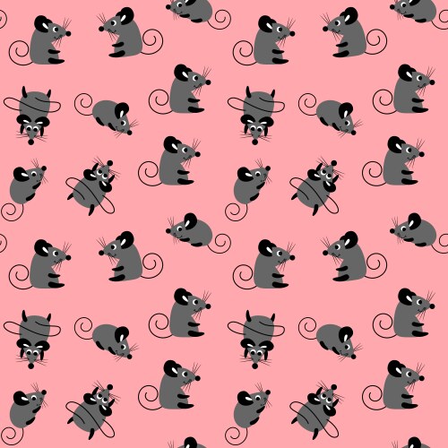 Seamless pattern with cute cartoon mice Vector Image