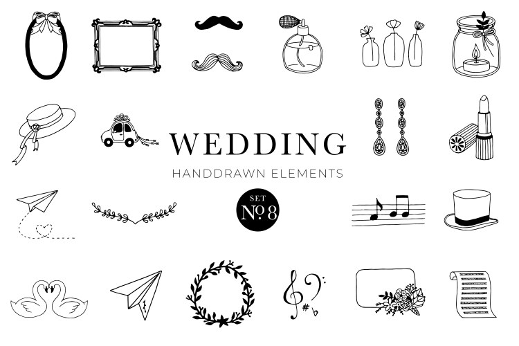 Wedding Hand Drawn Elements – Royalty-Free Vector | VectorStock