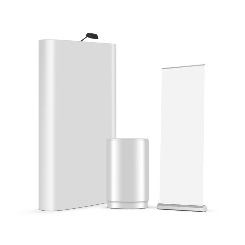 Pop-Up Display Stand with Roll-Up Banner vector image