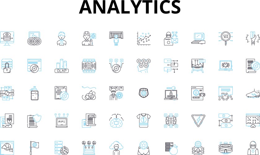 Analytics linear icons set data metrics vector image