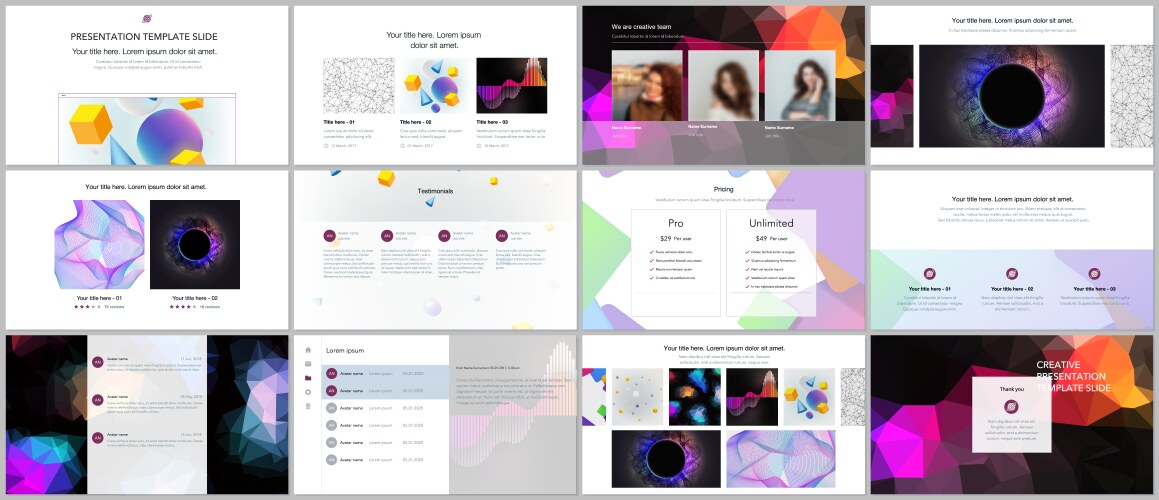 Minimal presentation portfolio templates vector image