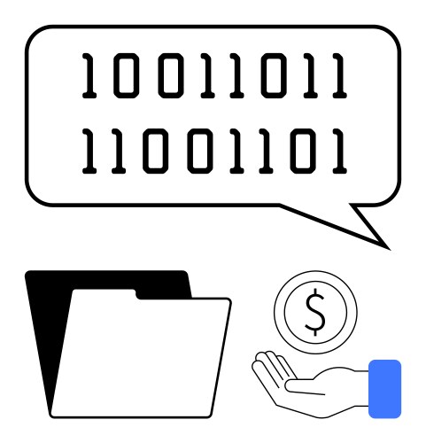 Binary code in speech bubble with file folder vector image