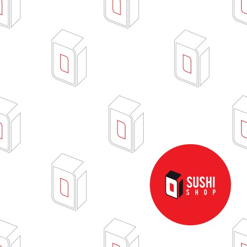 sushi set - logo for the shop and pattern vector image