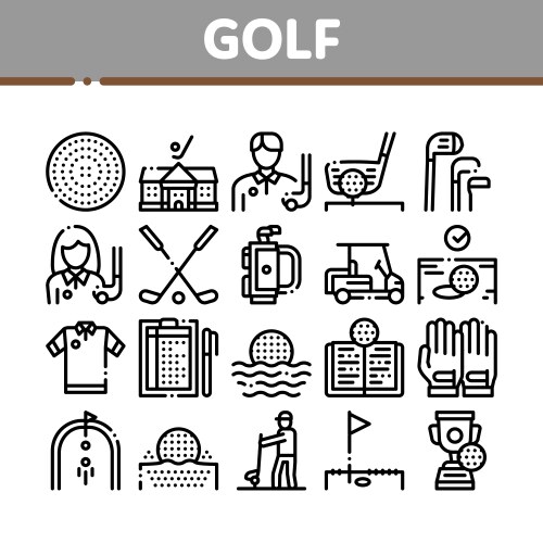 Golf Equipment Icons Set Vector Image