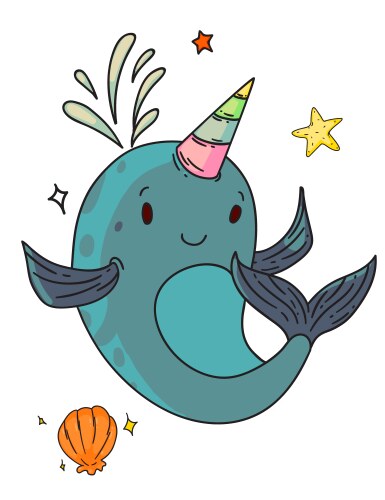 Unicorn narwhal fantasy creature Vector Image