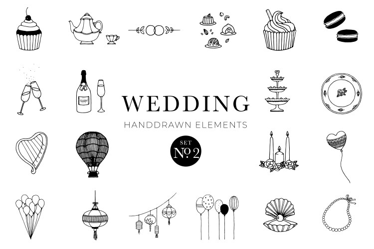 Wedding handdrawn elements set – Royalty-Free Vector | VectorStock