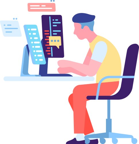Young man developing software engineer coding vektorbild