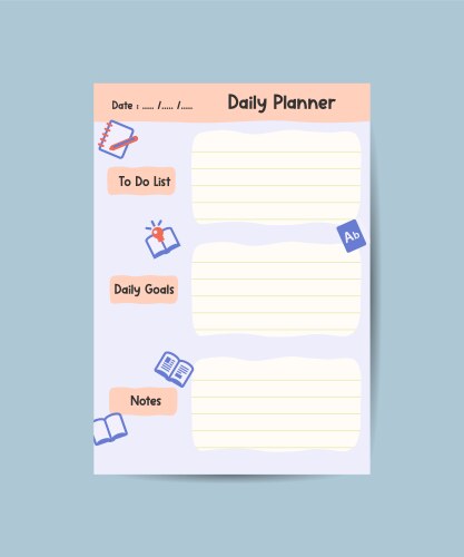 Daily plan template a simple printable to-do list Vector Image