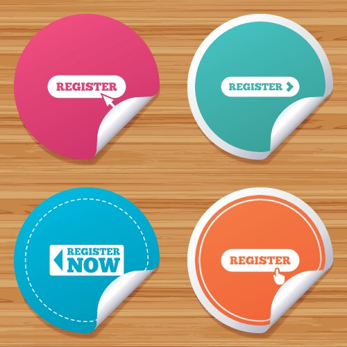Register with hand pointer icon mouse cursor vector image