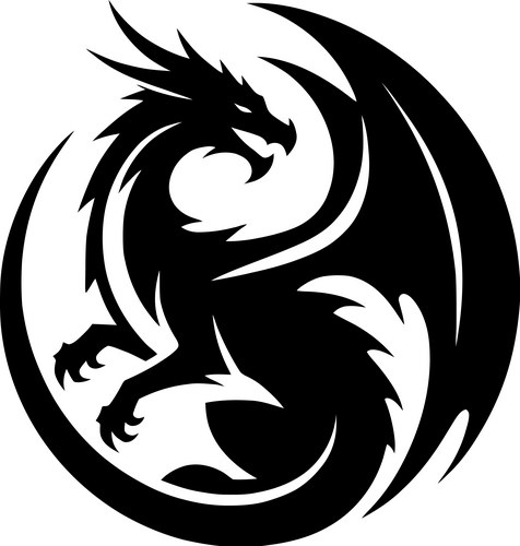 Black Dragon Logo - Circular Emblem Vector Image