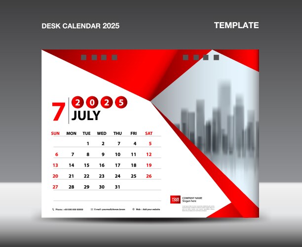 July 2025 template- desk calendar 2025 year Vector Image