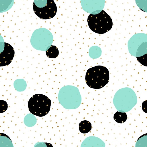 Mint Green &amp; Black Dots Pattern Vector Image