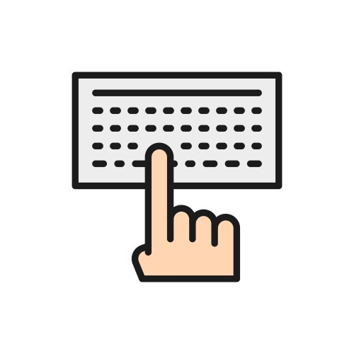 Man typing text on keyboard flat color icon vector image