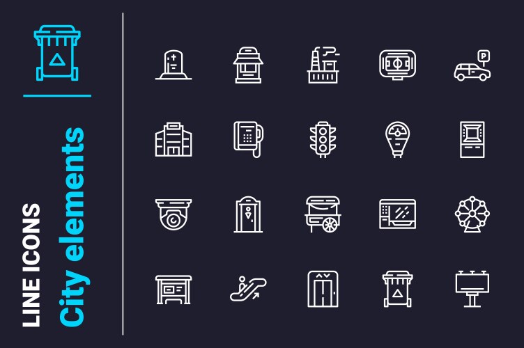 components for city decor icons set vector image