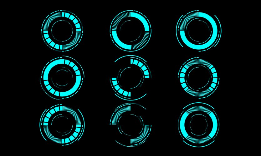 Set of sci fi white circle user interface Vector Image