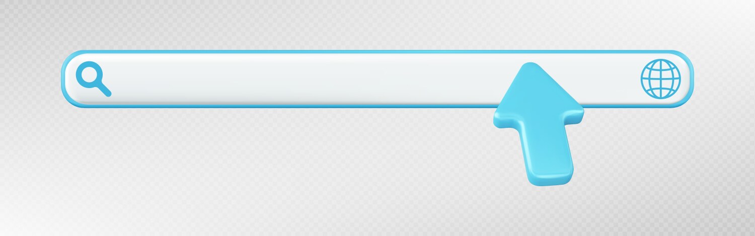 3d render web search site bar with arrow cursor vektorbild