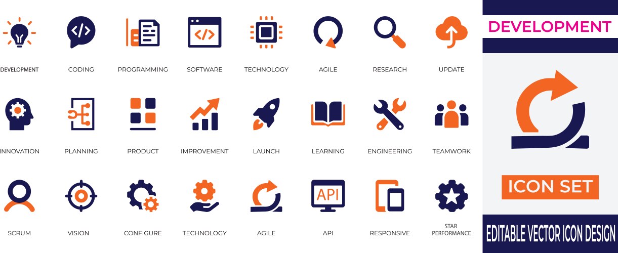 Development process and software engineering icon vector image