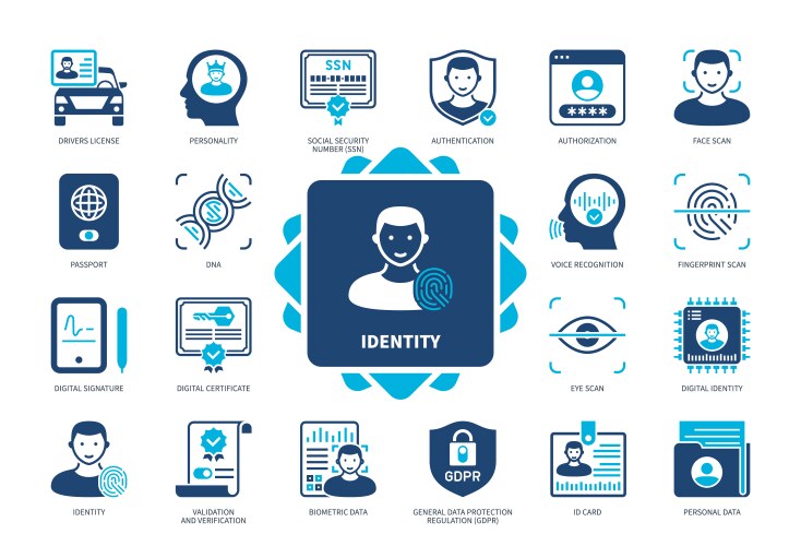 Identity Icon Set - Authentication & Data vector image