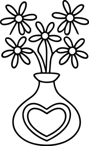 Delicate Vase with Five Flowers Vector Image
