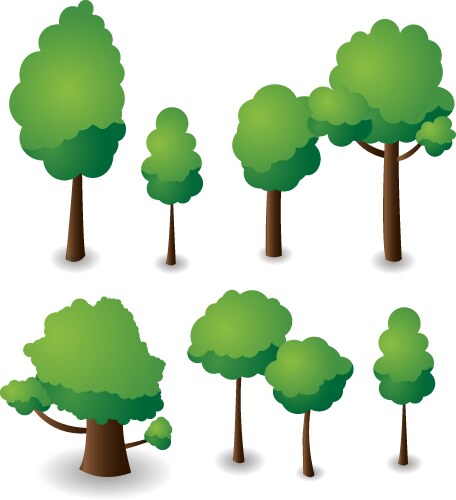 Forest tree collection simple trees green Vector Image