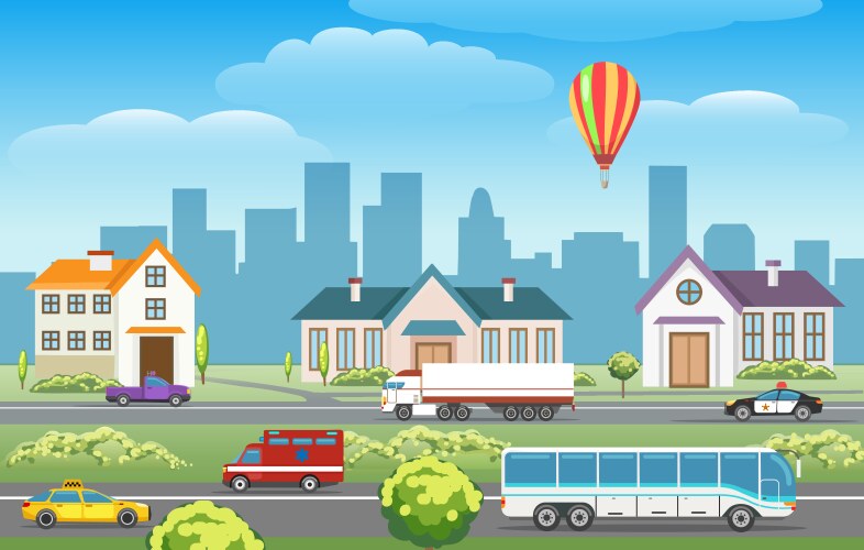 Buildings flat cityscape Royalty Free Vector Image