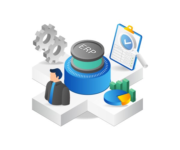 enterprise resource planning erp circle isometric vector image