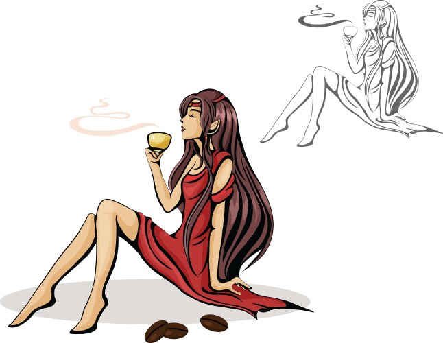 Girl with Coffee Cup Vector Image