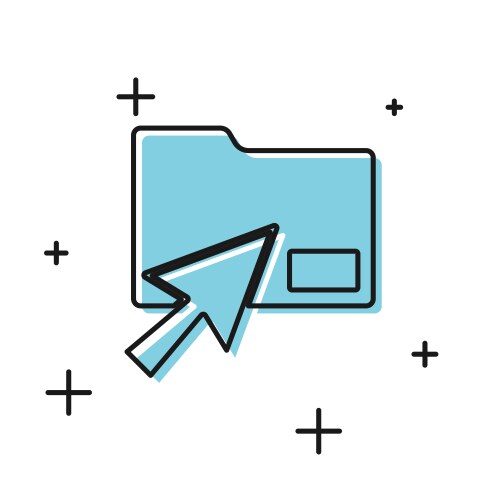 Black cursor click document folder icon isolated vector image
