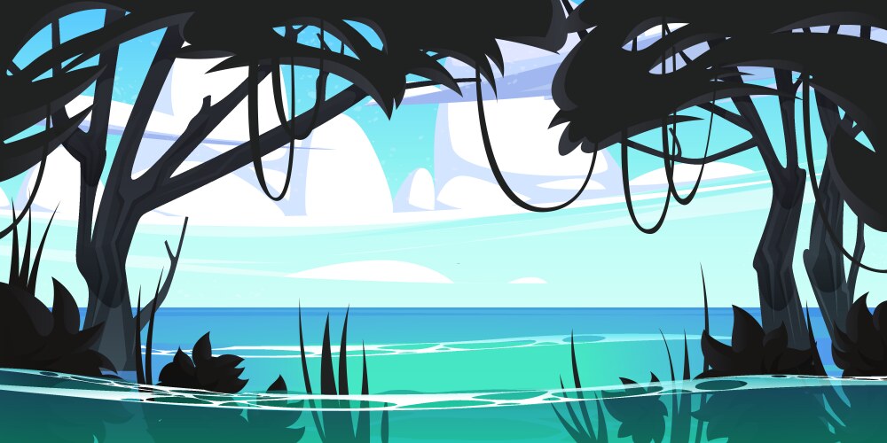 tropical landscape of jungle on sea beach vector image