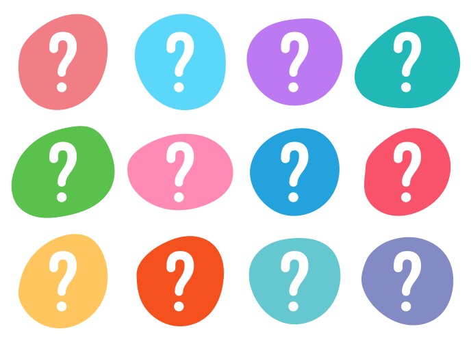 Color Blob Set with Question Marks vector image