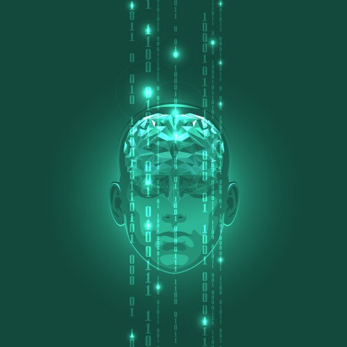 Active Human Brain with Binary Code Stream vektorbild