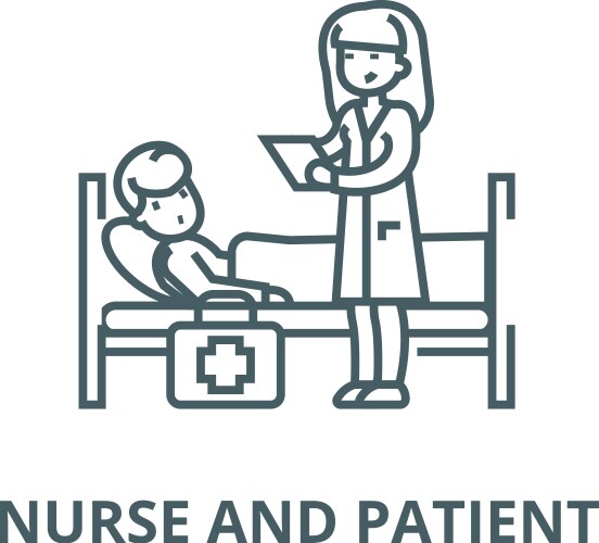 Nurse and patient line icon linear concept vector image