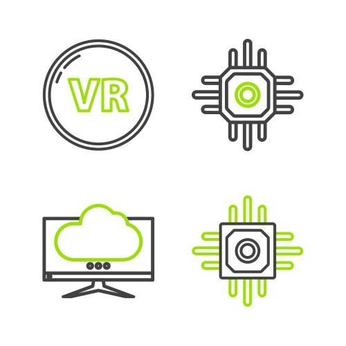 Set line processor computer monitor screen vector image